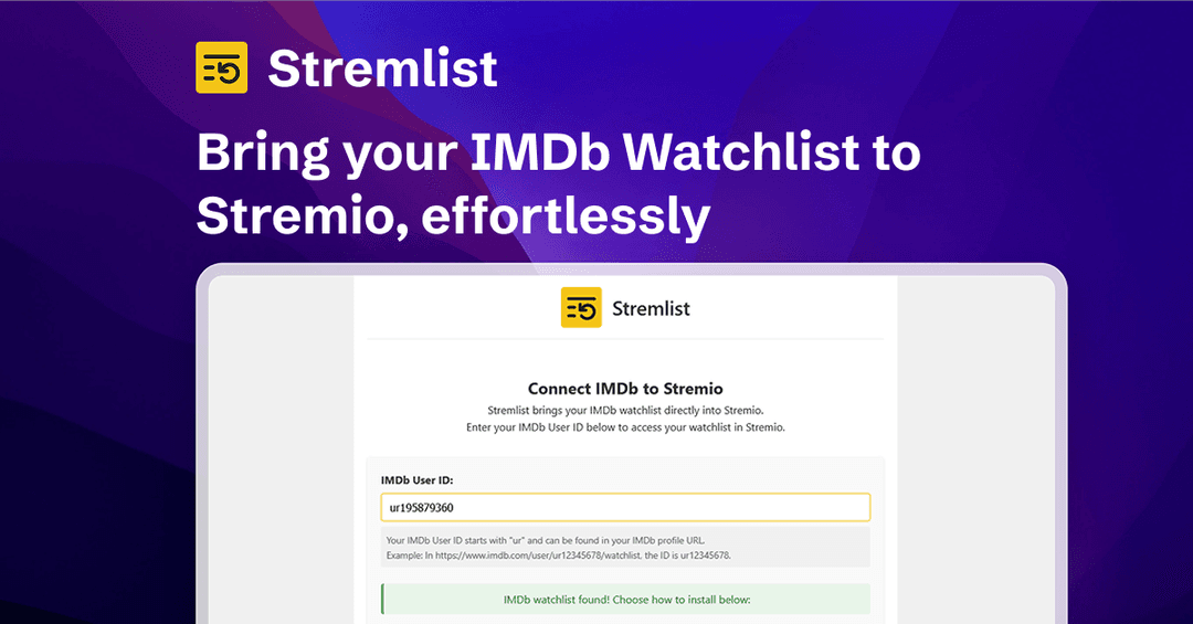Stremlist: IMDb Watchlist Integration for Stremio